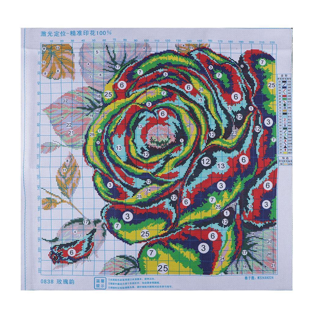 Cross Stitch Stamped Kits Beginners - Rose Flower Stamped Cross Stitch Kit