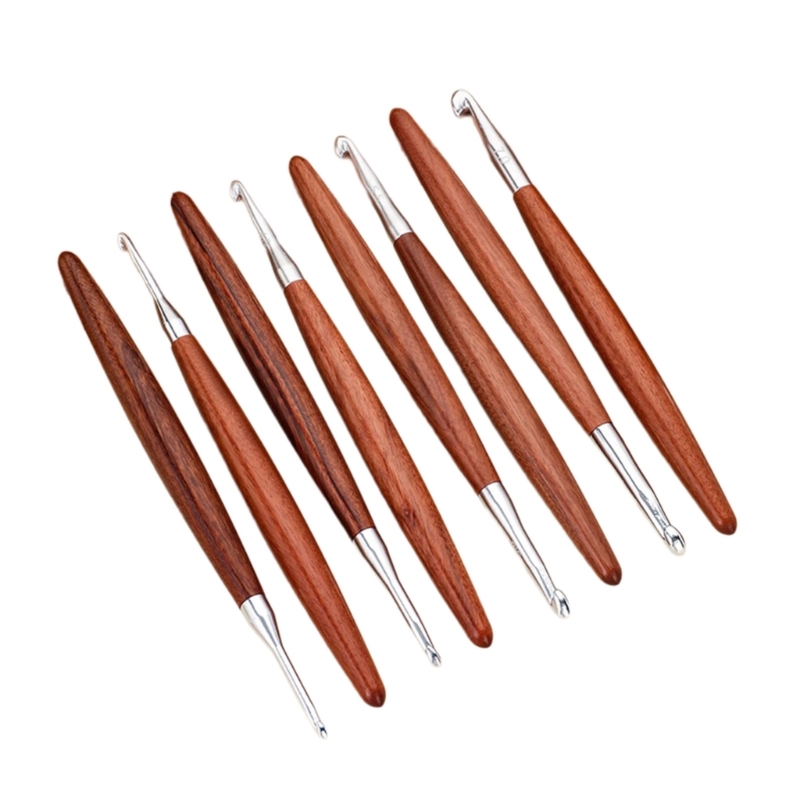 Wooden Crochet Hooks Ergonomic Handle - F68E 8 Cái Tay Cầm Bằng