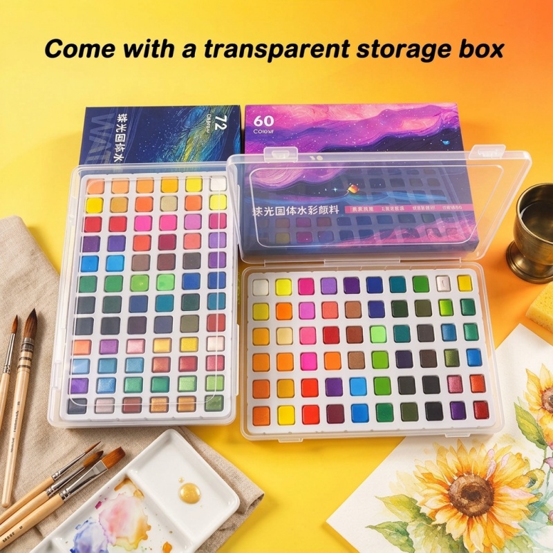 Solid & Pearlescent Watercolor - đánh giá và giá Watercolor Paint Set Solid Pigment