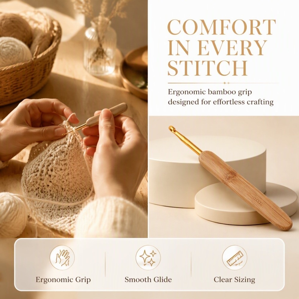 8pcs 2.5-6mm Sizes Crochet Hoo - đánh giá và giá Wooden Crochet Hooks Ergonomic Handle