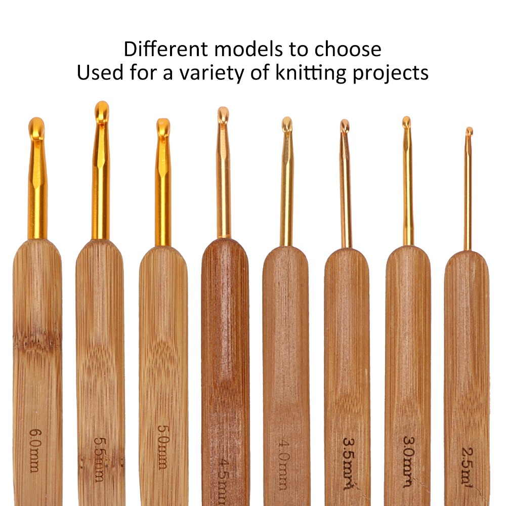8pcs 2.5-6mm Sizes Crochet Hoo - đánh giá và giá Wooden Crochet Hooks Ergonomic Handle
