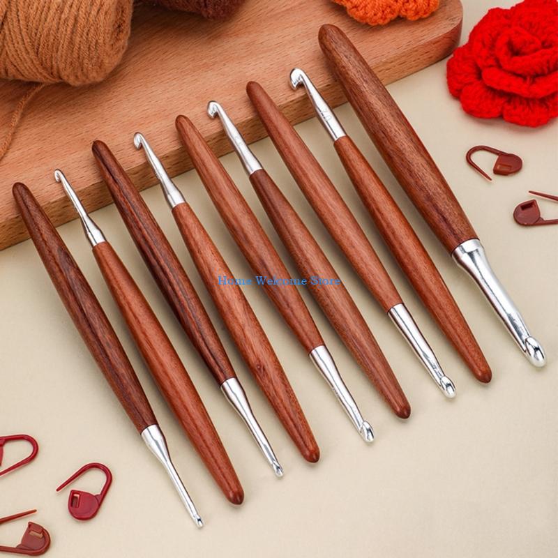 F68E 8 Cái Tay Cầm Bằng Gỗ Móc - đánh giá và giá Wooden Crochet Hooks Ergonomic Handle