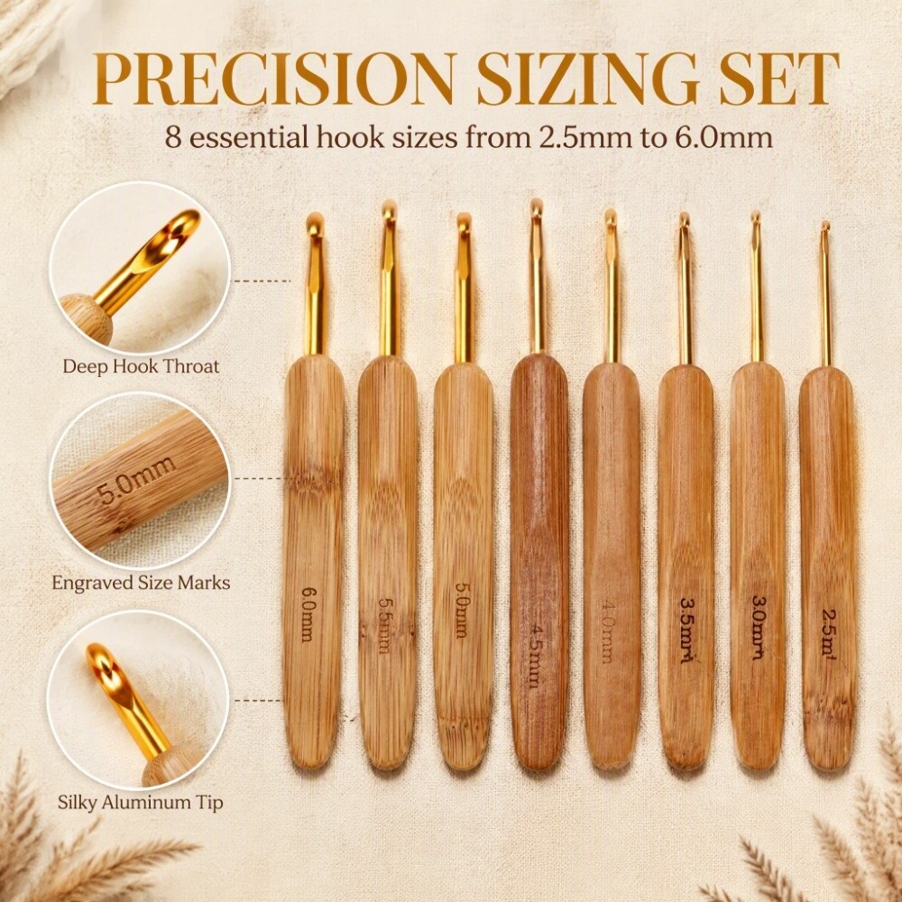 8pcs Ergonomic 2.5-6mm Sizes C - đánh giá và giá Wooden Crochet Hooks Ergonomic Handle