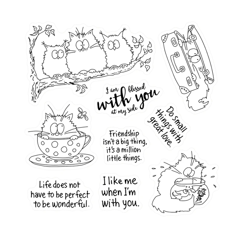 Kawaii Fatty Cats Owl Cutting  - đánh giá và giá Clear Silicone Stamps For Card Making